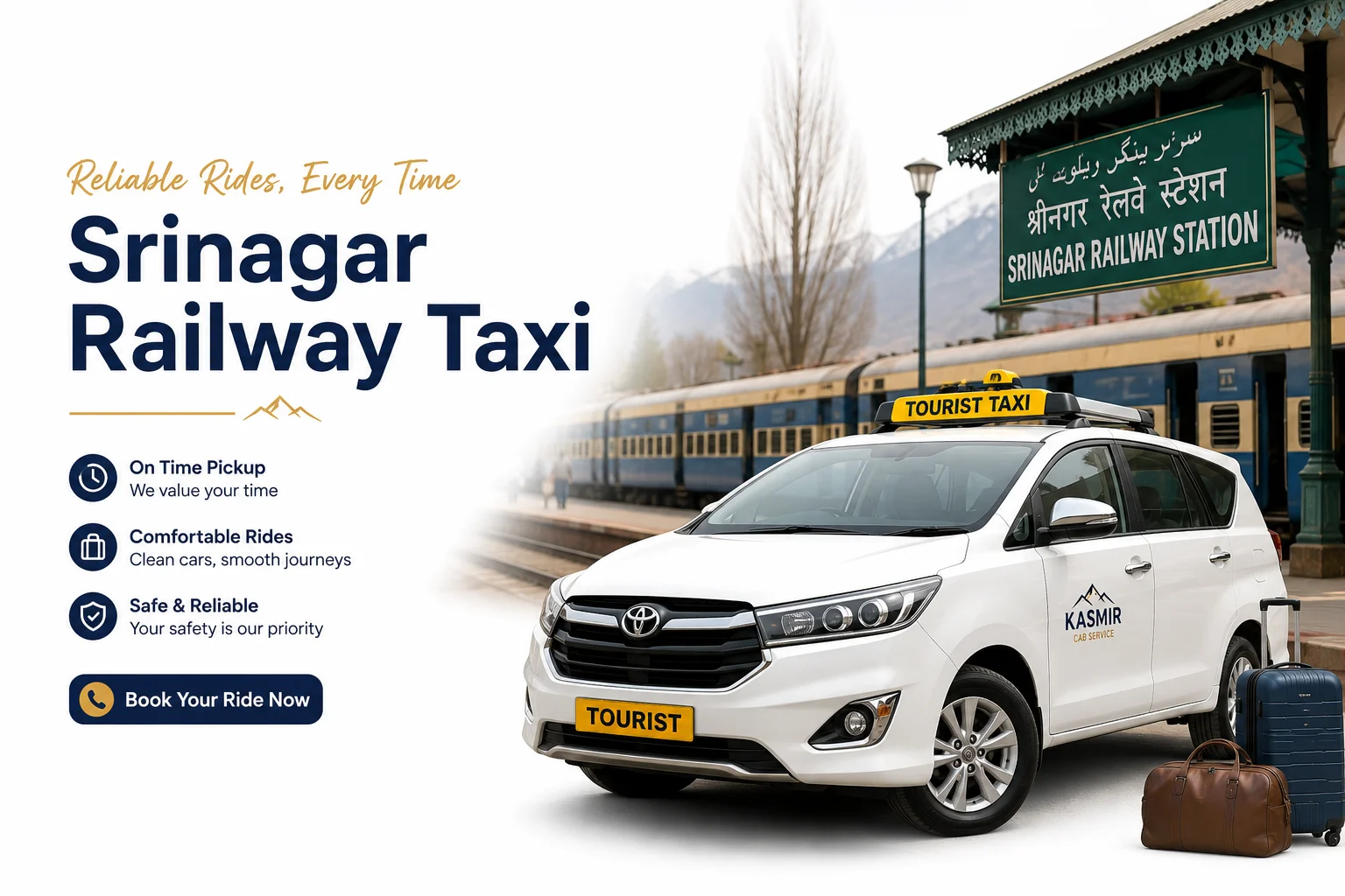 Srinagar Railway cab service- Book a cab in Kashmir