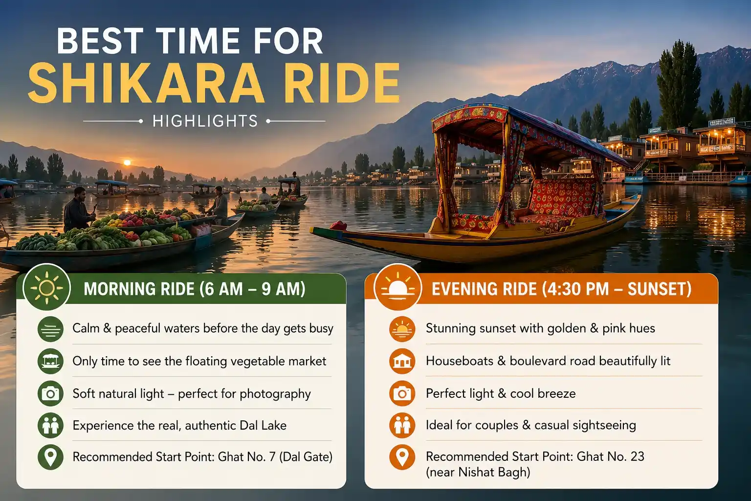 Best time for shikara ride in Dal lake