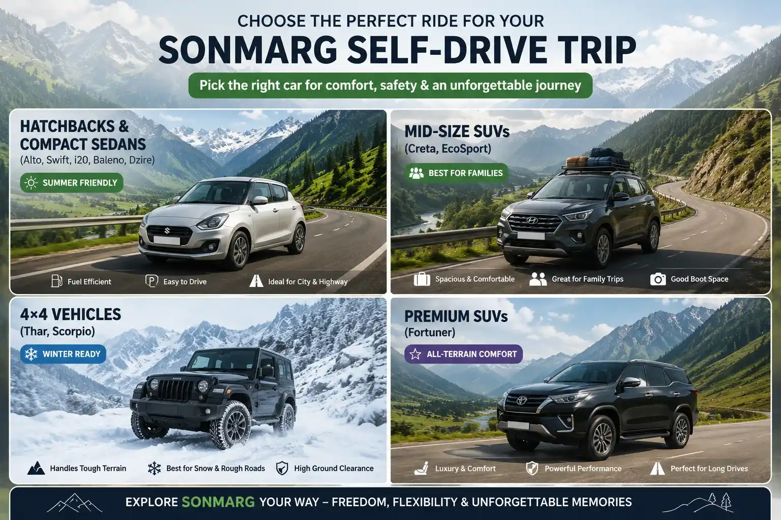 Choose your sonmarg self drive car rental sonmarg self drive car rental