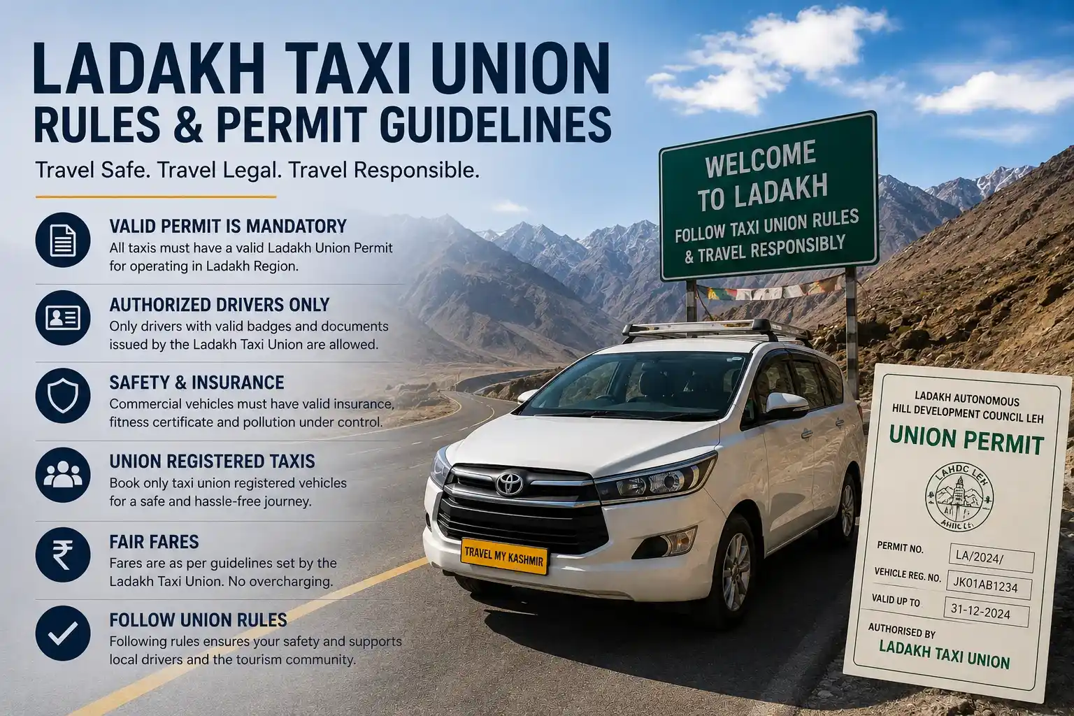 Ladakh unino Taxi rules- Book Srinagar to Leh taxi
