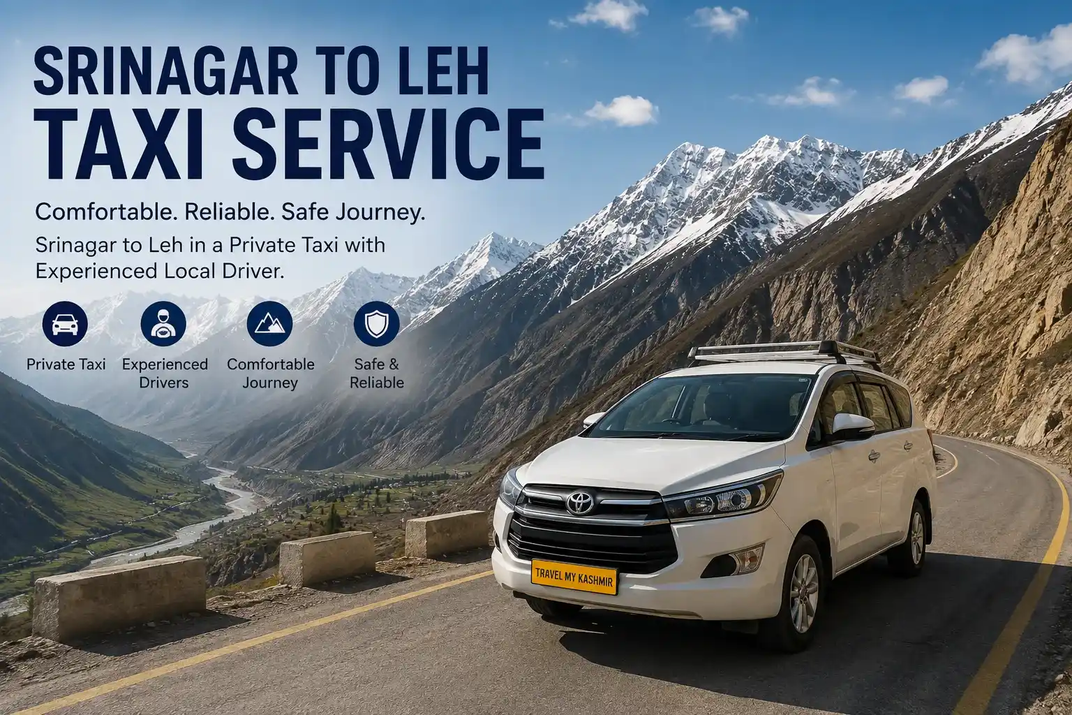 Srinagar to Leh taxi by car rental Kashmir